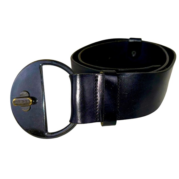 DIESEL EXTRA WIDE BELT IN BLACK LEATHER - Picture 1 of 10